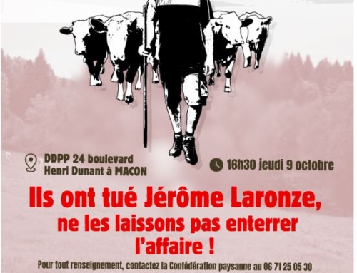 Justice pour Jérôme Laronze : manifestation le jeudi 9 octobre à 16h30 à Mâcon